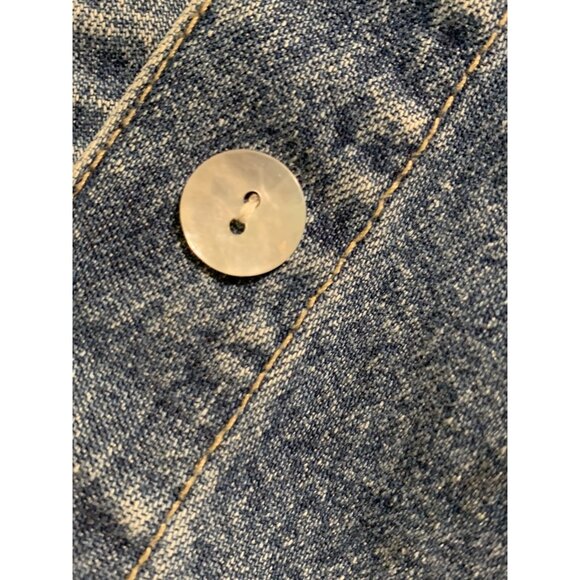 Vtg Denim Floral Embroidered Long Sleeve Shirt Women Size L A.M.I - Button Down - Picture 8 of 13